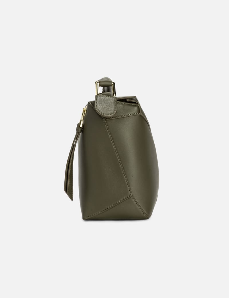 NEW LOEWE パズルバッグ ミニ dark khaki green▲ A510P88X26 Mini Puzzle Edge bag in classic calfskin Green - LOEWE