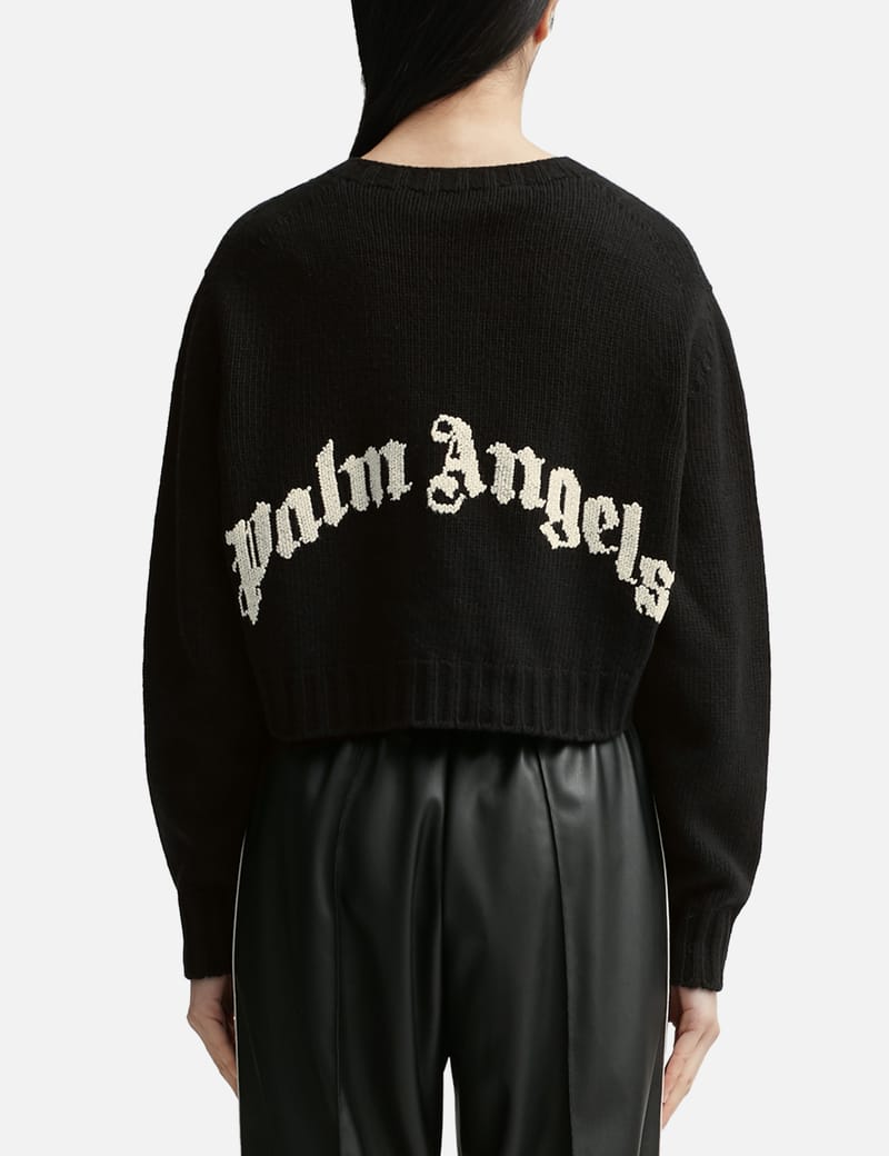 ジャケット PALM ANGELS Women Sweater PWBD050C99FAB0011003 Black CURVED LOGO BOMBER in BLACK - BLACK for Men | Palm Angels®
