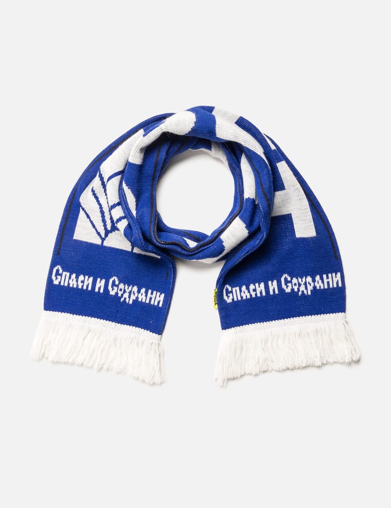 Gosha Rubchinskiy Scarf - Blue acrylic scarf in good condition | HBX