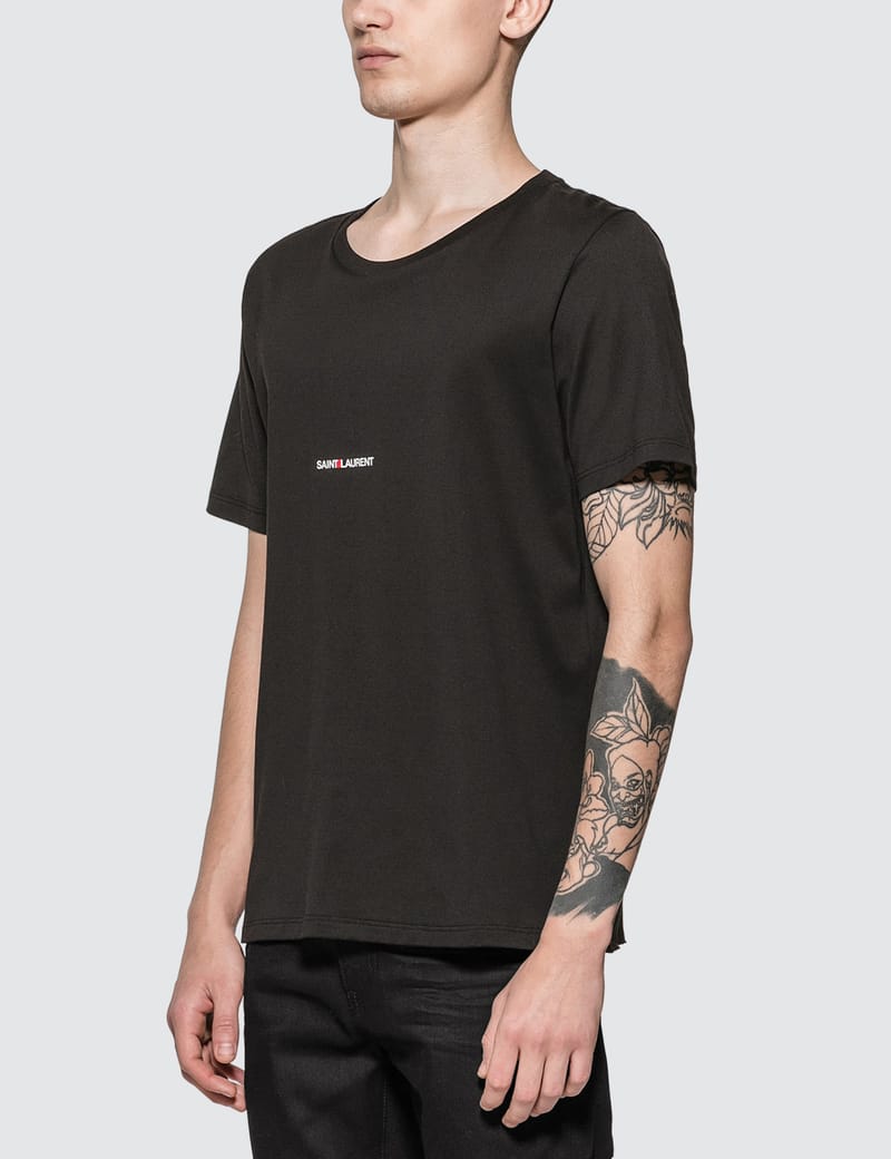 紳士に★Saint Laurent Tシャツ ブラック オーガニックコットン 別注 40/2 Short Sleeve Yves Saint Laurent(BY Helmut Newton