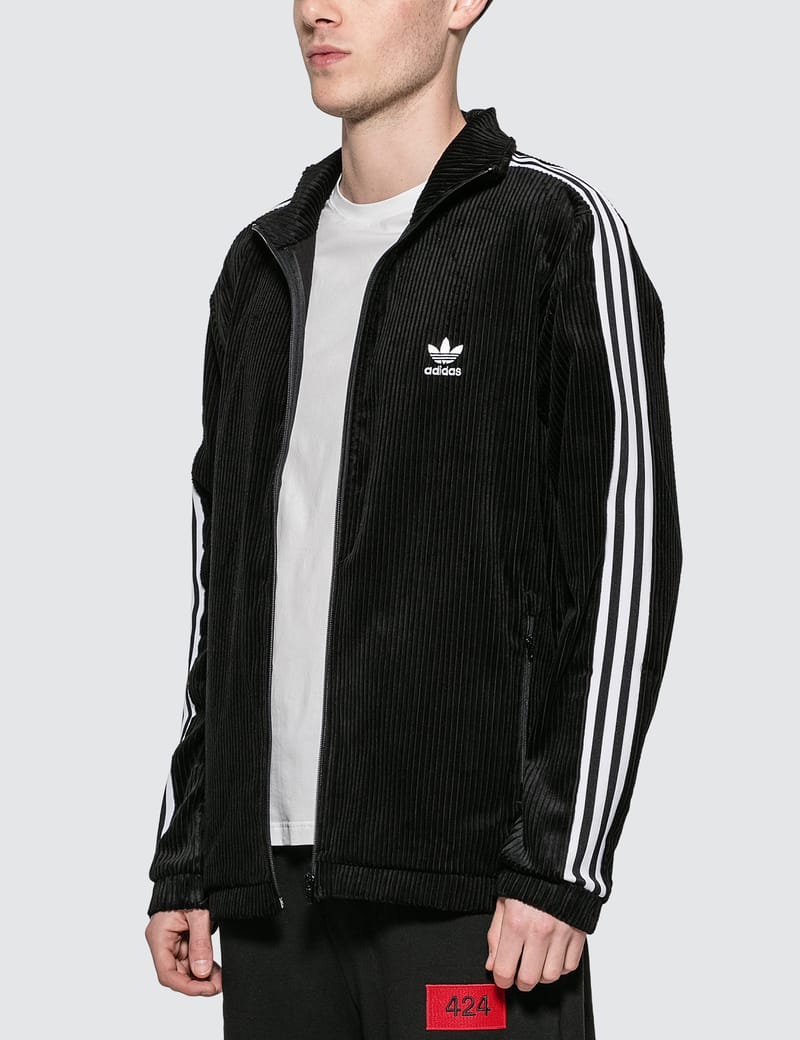 Adidas originals jacket with cheap half zip in black corduroy