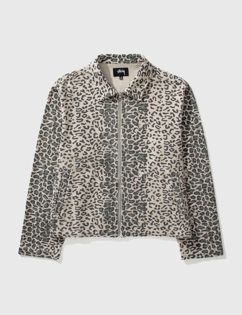 stussy leopard mesh zip jacket レオパード素人採寸ですが約65cmです