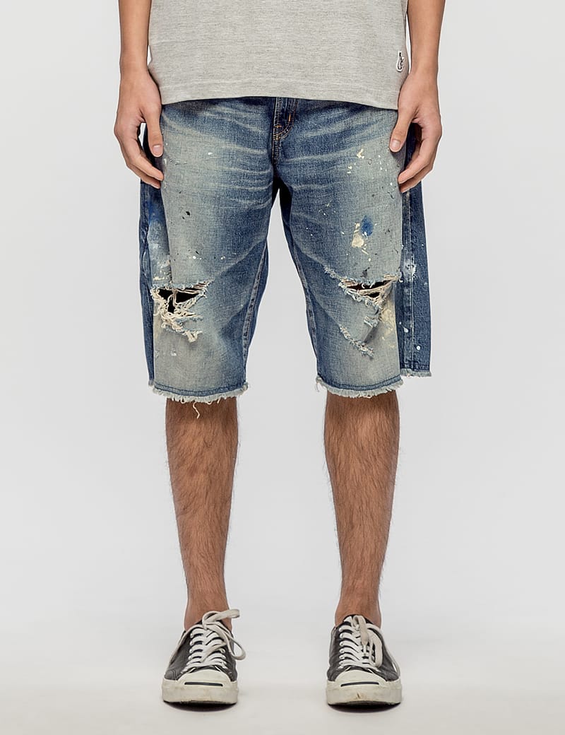 Denim By Vanquish & Fragment - Crash Denim Shorts | HBX - Globally