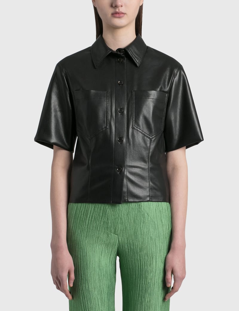 NANUSHKA ヴィーガンレザー シャツ Naum - Okobor™ Alt-Leather Shirt - Black – Nanushka