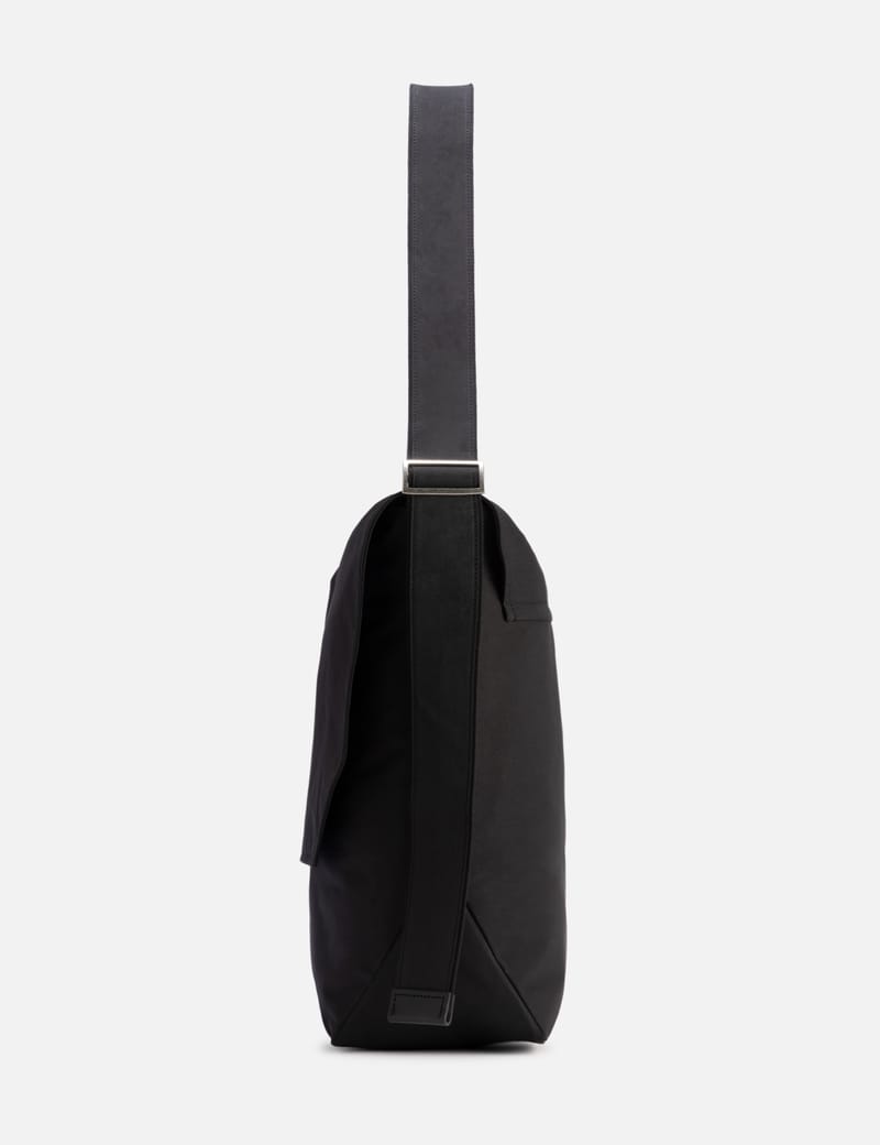 Hender Scheme Flap Shoulder Big - Black leather-trimmed nylon