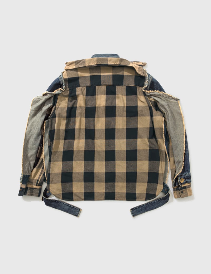Maison Mihara Yasuhiro - デニム コンボ プレイド シャツ | HBX Maison Mihara Yasuhiro - デニム コンボ プレイド シャツ | HBX