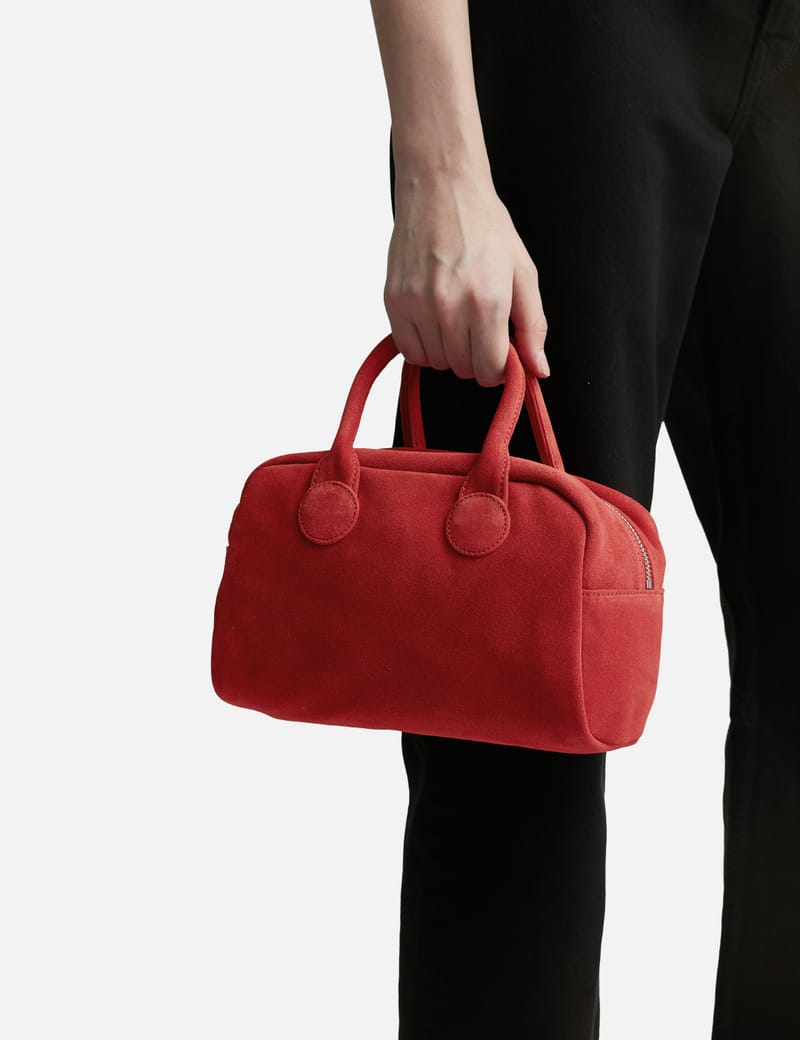トートバッグ [Margesherwood] / SOFT BOWLING BAG / red suede MARGESHERWOOD - SOFT BOWLING BAG | HBX - ハイプビースト
