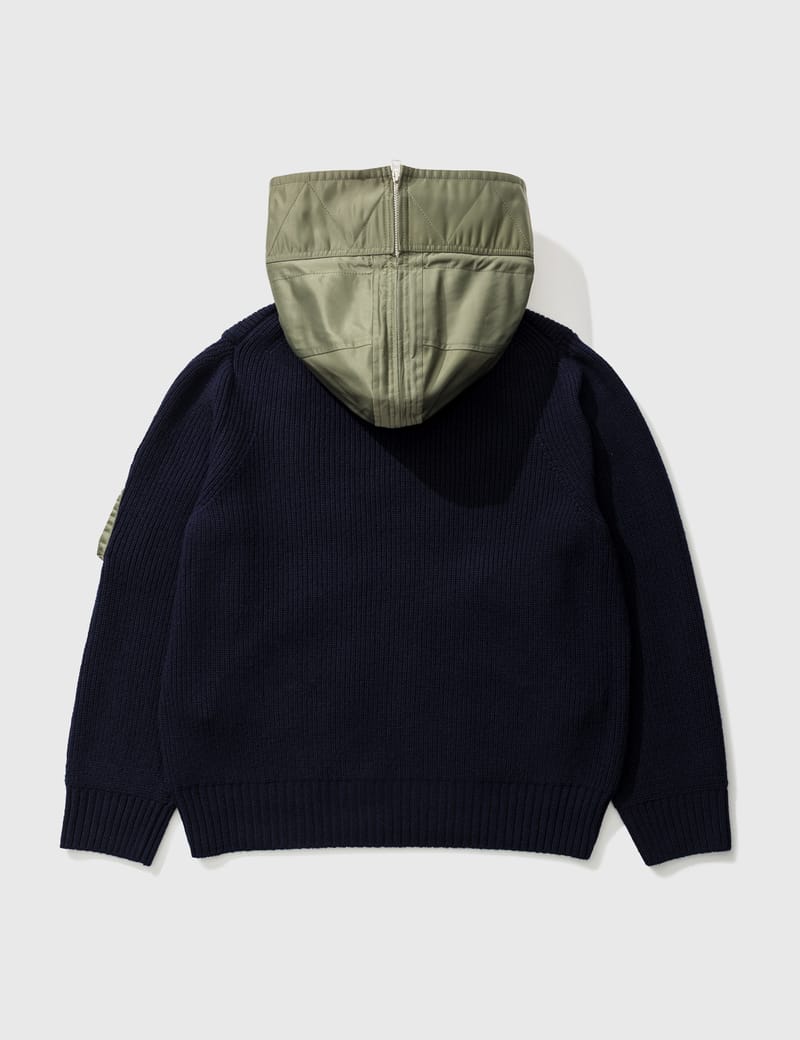 Sacai - Wool Knit Hoodie | HBX - Globally Curated Fashion and 