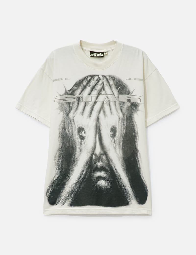 HELLSTAR Jesus Eyes T-Shirt - Oversized vintage-wash tee with bold