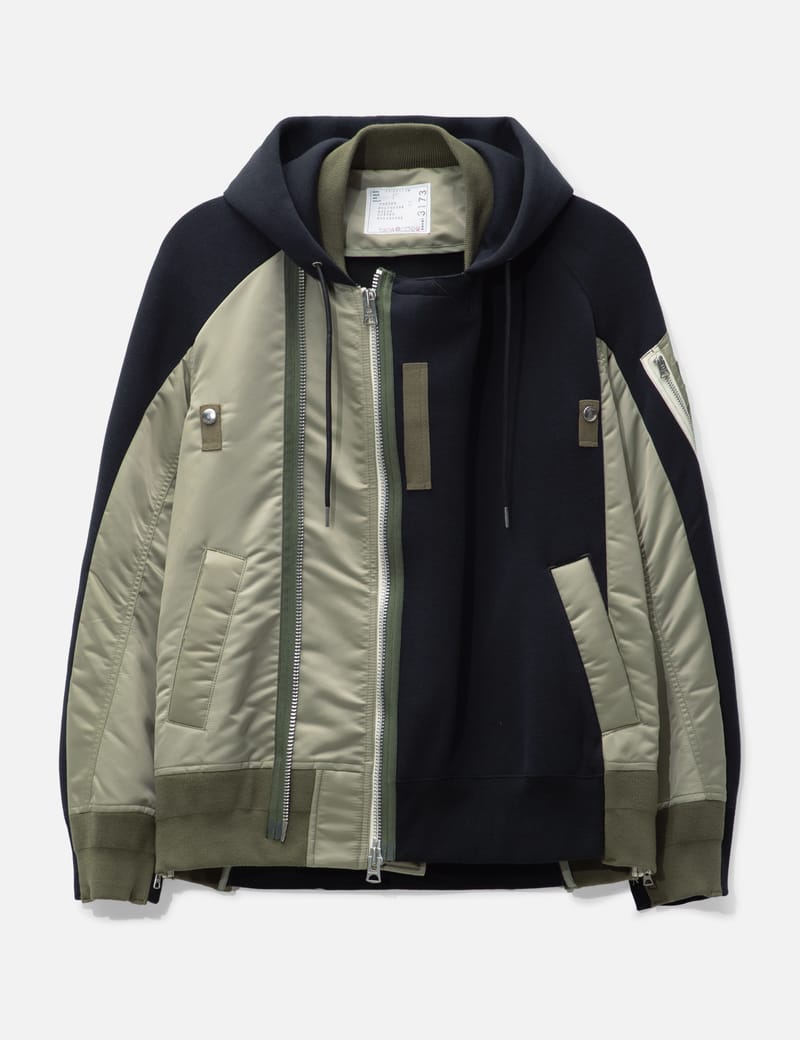 Sacai Sponge Sweat Hooded Jacket In Blue | ModeSens