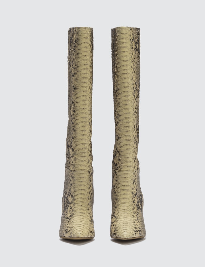 Yeezy - Knee High Boot In Fake Python 70mm Heel | HBX
