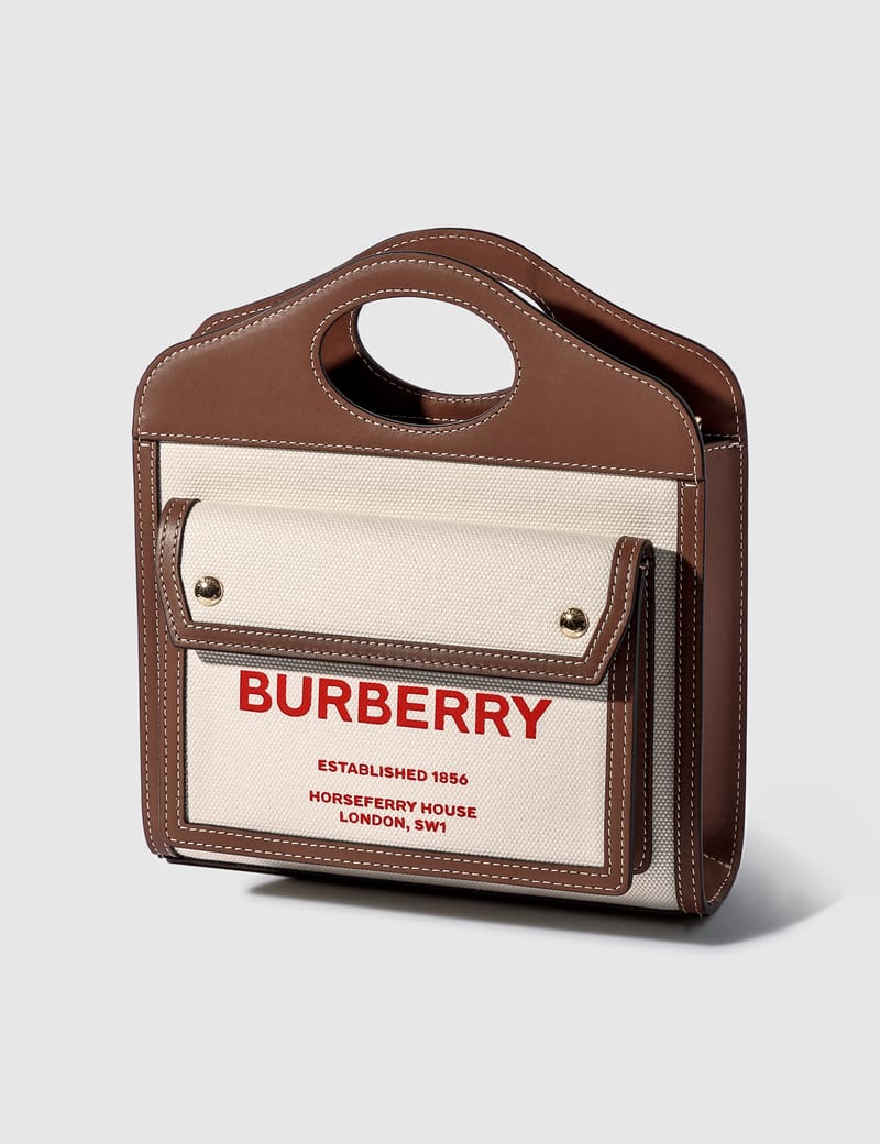Burberry - Mini Two-Tone Canvas And Leather Pocket Bag | HBX