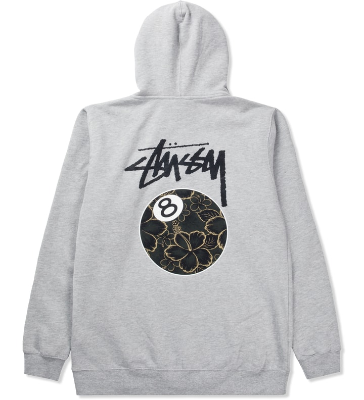 Stüssy - Heather Grey Gold Flake 8 Ball Zip Hoodie | HBX