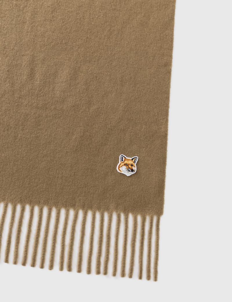 Maison Kitsuné - Fox Head Patch Wool Scarf | HBX