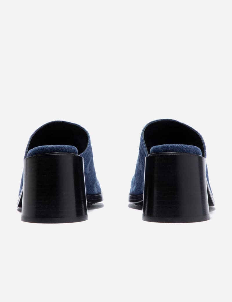 【MARINE SERRE】REGENERATED デッドストックデニム ミュール Marine Serre - REGENERATED DEADSTOCK DENIM MS MULE | HBX