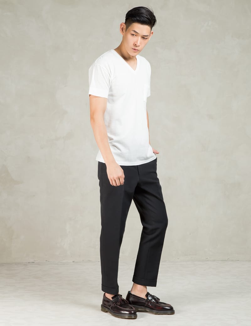 N.Hoolywood - Black Flat Front Slim Dress Pants | HBX - Globally