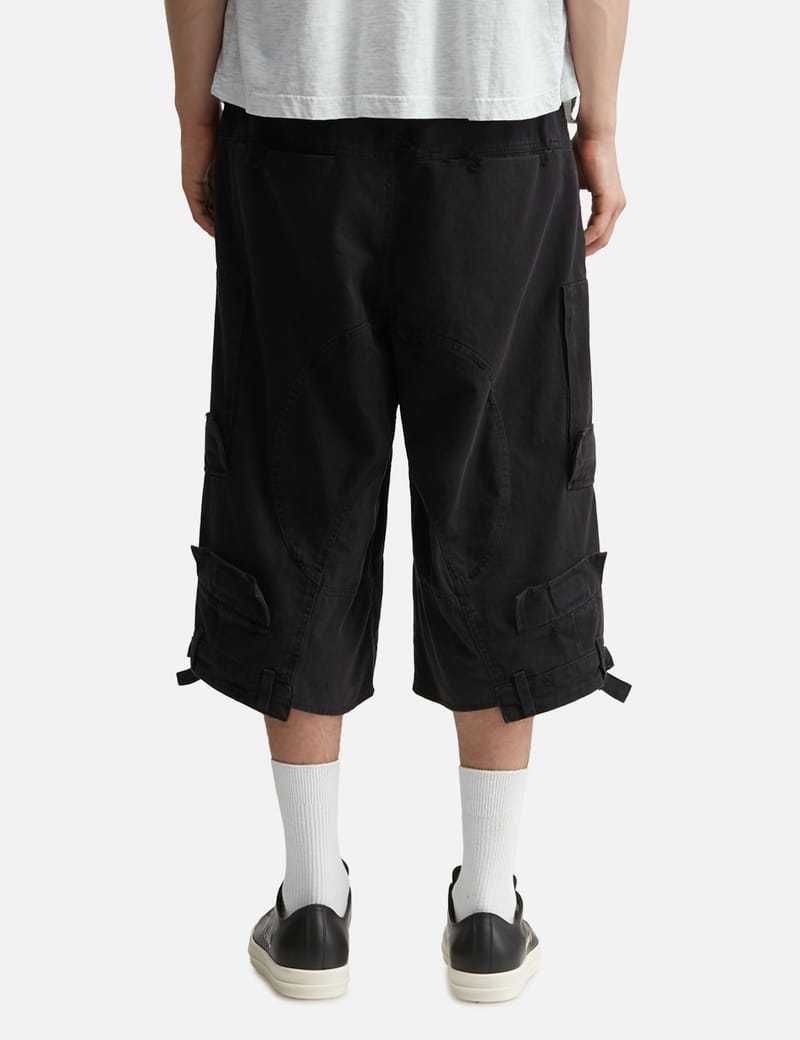 Protocol-Index Upside-Down Cargo Shorts - Distressed black shorts