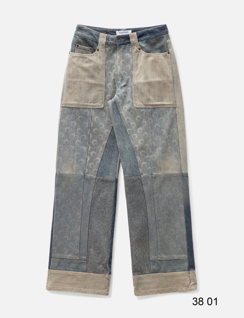 Marine Serre - Regenerated Denim Wide Leg Pants | HBX
