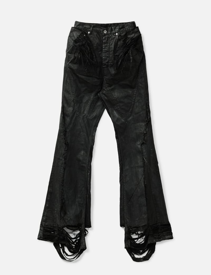 Rick Owens Drkshdw - WAXED STRECH DENIM CREATCH CARGO DRAWSTRING | HBX