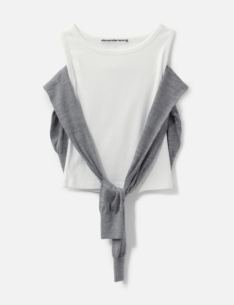 Alexander Wang Layered Tank With Tie-Front Sweater Detail - chic