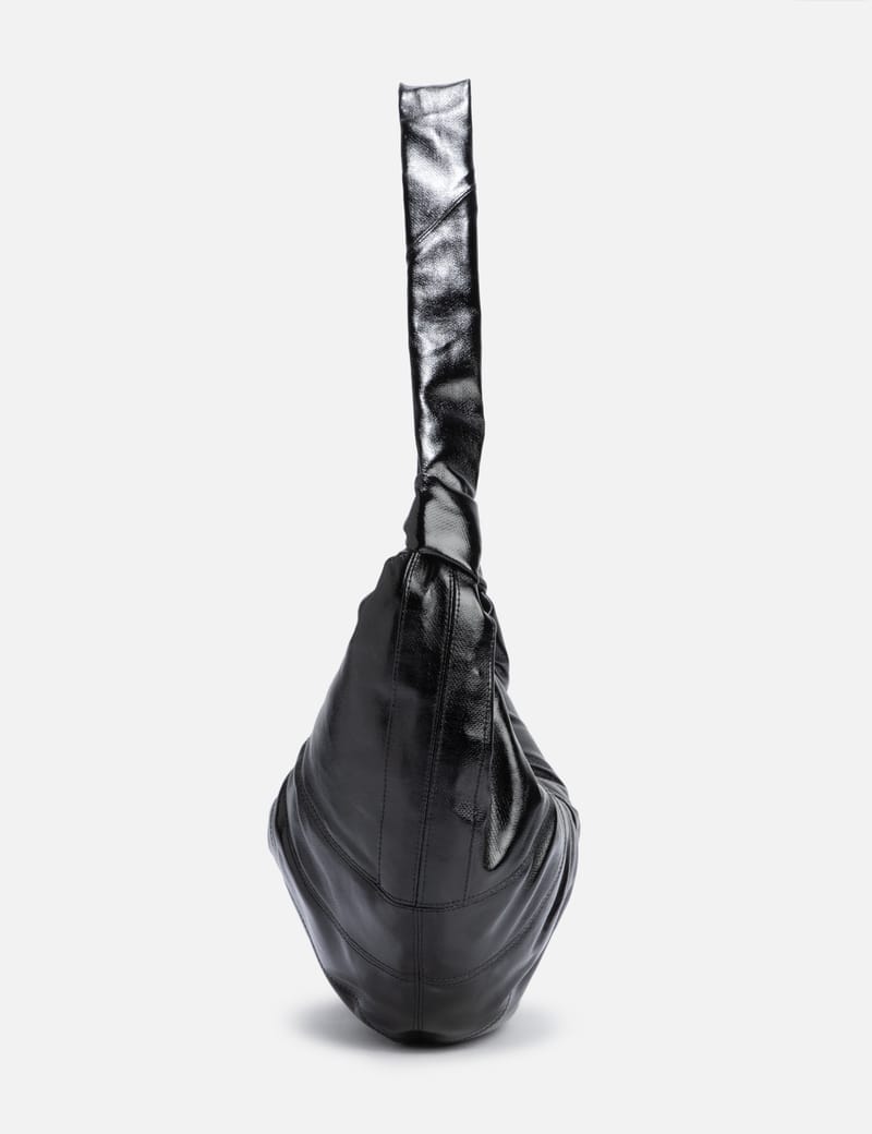 Lemaire Large Croissant Bag - Black coated-cotton shoulder or