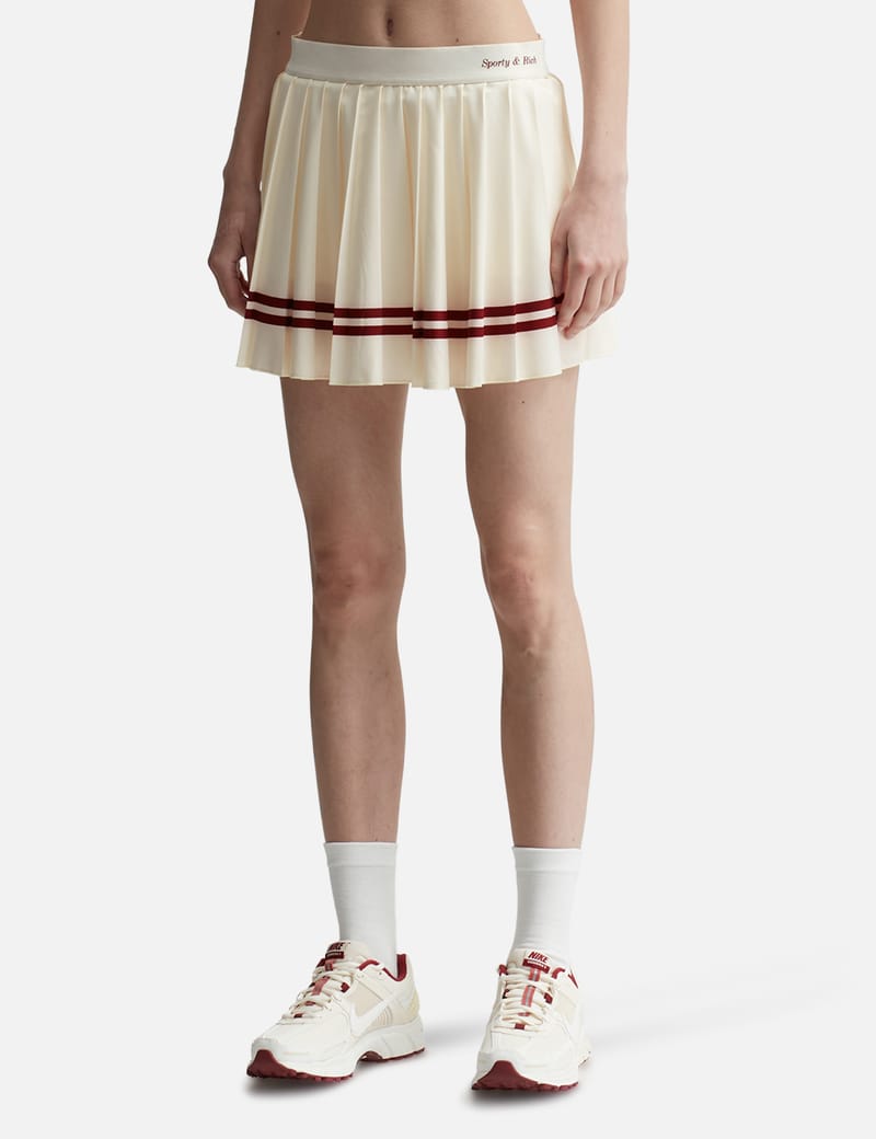 Sporty & Rich プリーツスカート アイボリー Sporty & Rich - Classic Logo Pleated Skirt | HBX - Globally