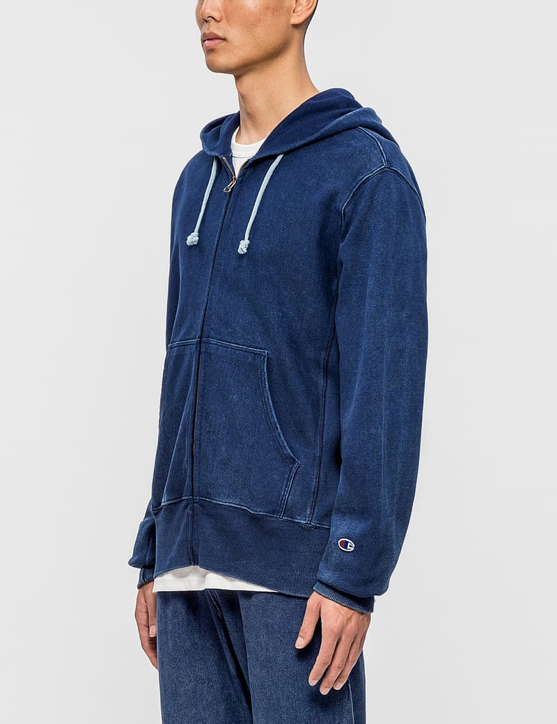 Champion Reverse Weave - Indigo Dye Zipup Hoodie | HBX - Globally