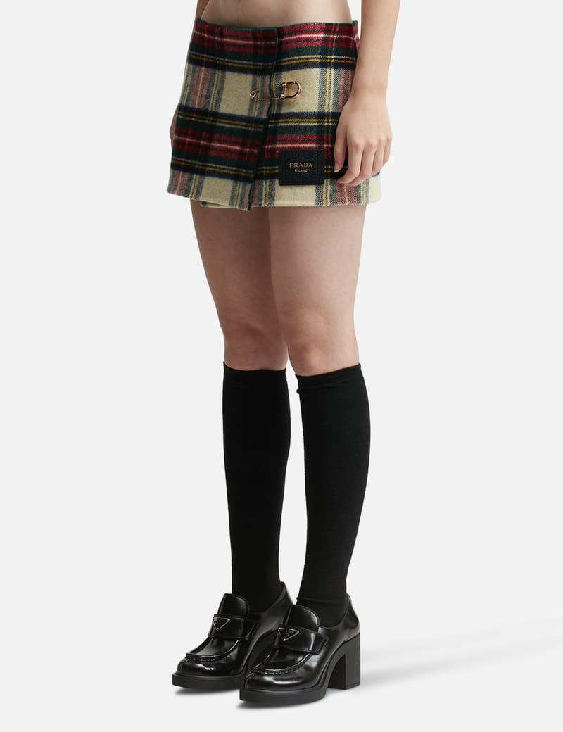 Prada - WOOL TARTAN MINI SKIRT | HBX - Globally Curated Fashion