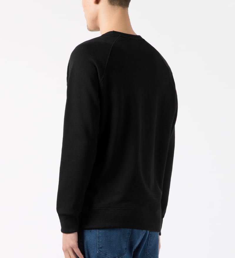 Maison Kitsuné - Black R-neck Sweater with Tricolor Fox Patch