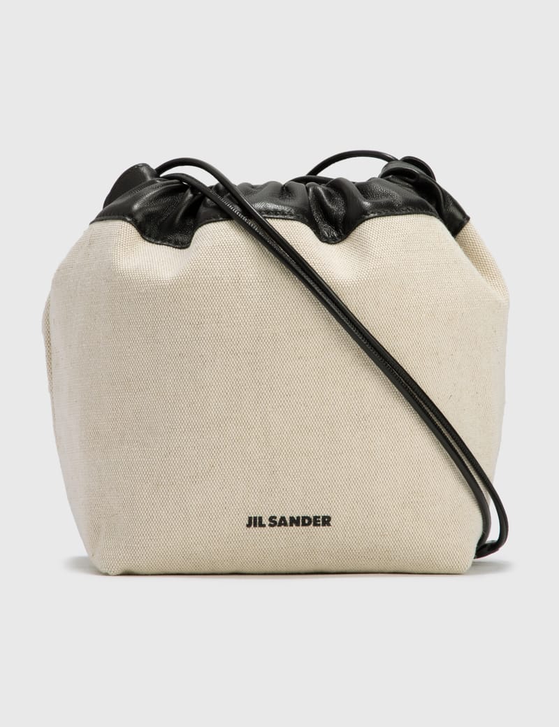 JIL SANDER オフホワイトスモールドローストリング クロスボディ