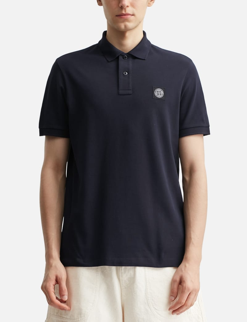 【STONE 】Logo Patch Slim Fit Short Sleeve Polo Shirt stone-island-patch-logo-polo-
