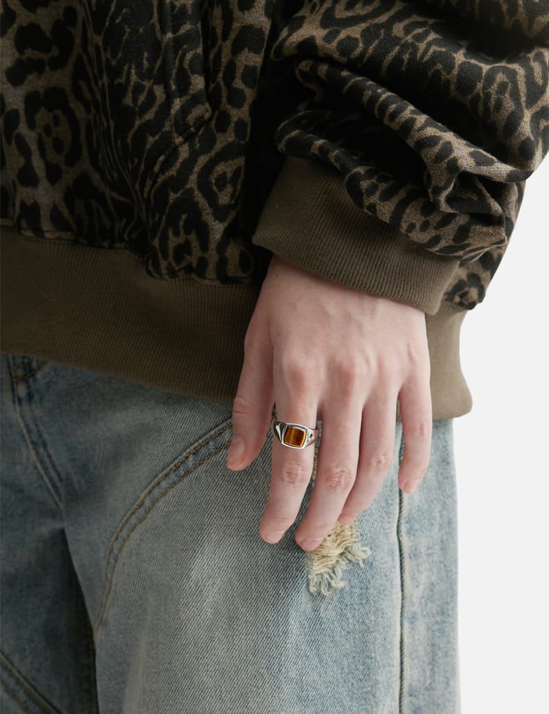 Tom Wood Mined Ring Small Diamond - Recycled 925 silver signet