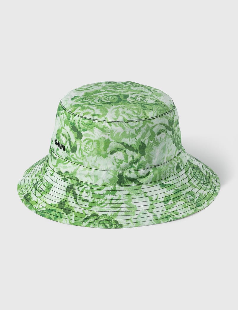 【専用】GANNI HAT可愛い小花柄 新品未使用品 Ganni PRINTED COTTON POPLIN BUCKET HAT - GREEN | Garmentory