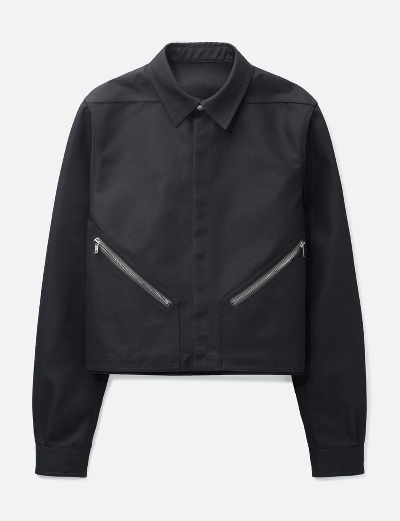 Rick Owens Cropped Hooded Flight jacket - Black virgin wool