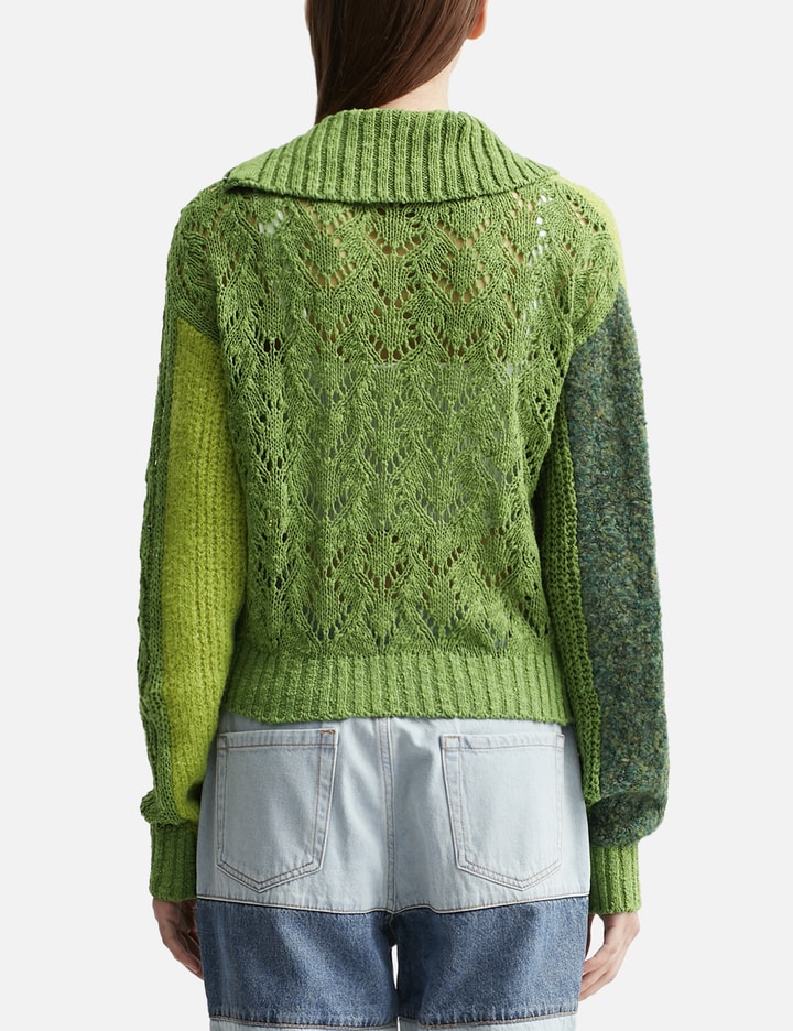 Andersson Bell Patchwork Collar Knit Zip Cardigan HBX Globally