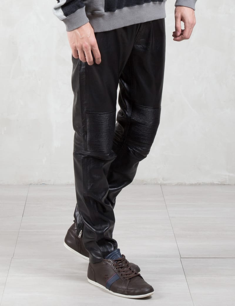 VALLIS BY FACTOTUM - Knee Patch Slim Leather Pants | HBX