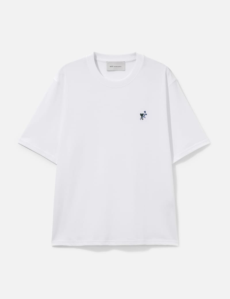 Ami White Cotton Red Ami de Coeur T-Shirt - Organic cotton classic