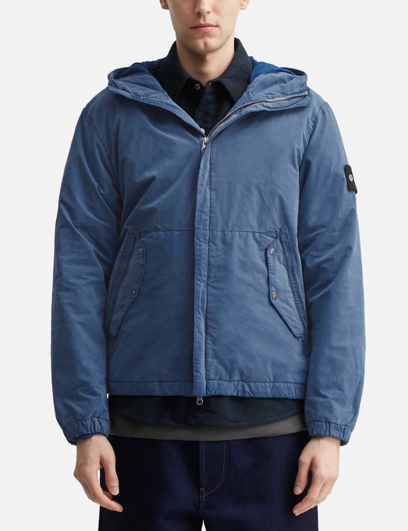 Stone Island David Light Indigo - Lightweight indigo hooded jacket