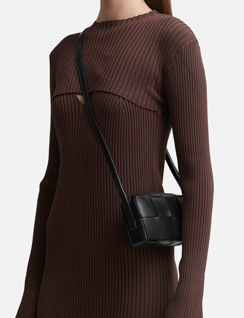 Cassette patent leather crossbody bag Bottega Veneta Black
