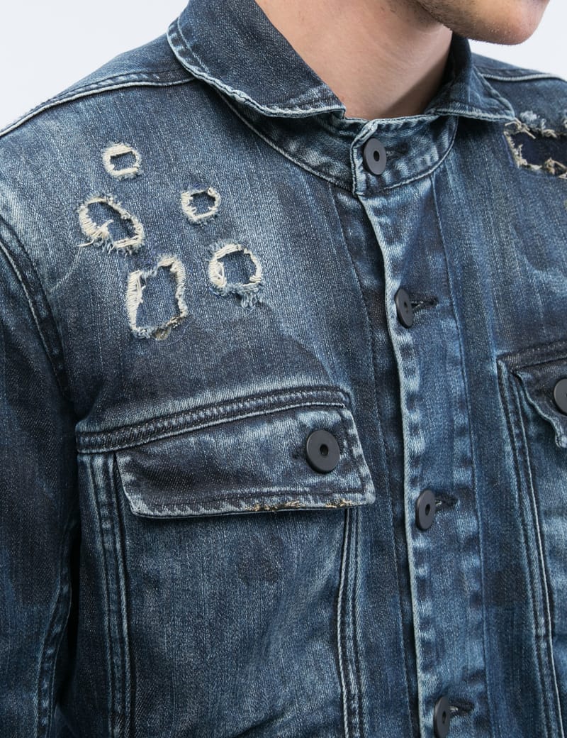 11 By Boris Bidjan Saberi - Destroyed Denim Wash Jacket | HBX