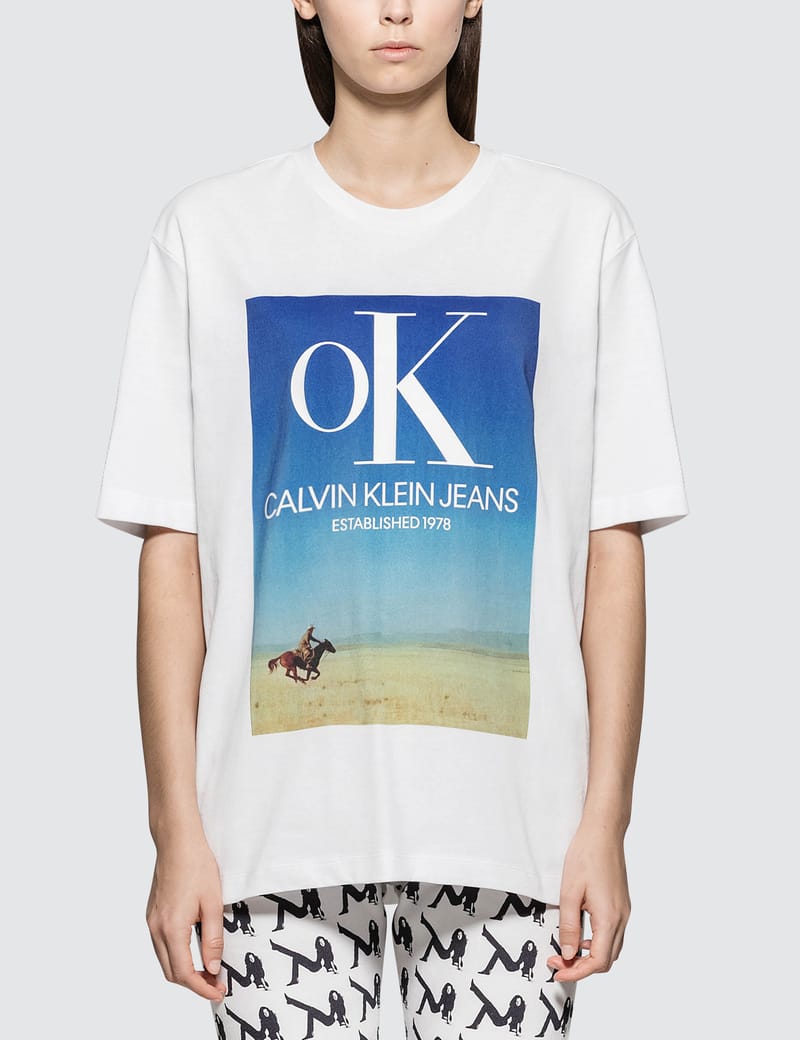 CALVIN KLEIN JEANS EST.1978 - Ok Logo Landscape Print Short Sleeve T-shirt  | HBX - Globally Curated Fashion and Lifestyle by Hypebeast