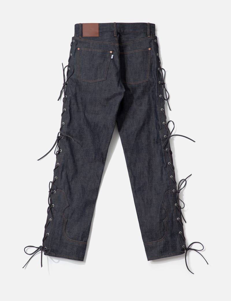 SUGARHILL Rigid Biker Denim Pants - Indigo cotton biker jeans with