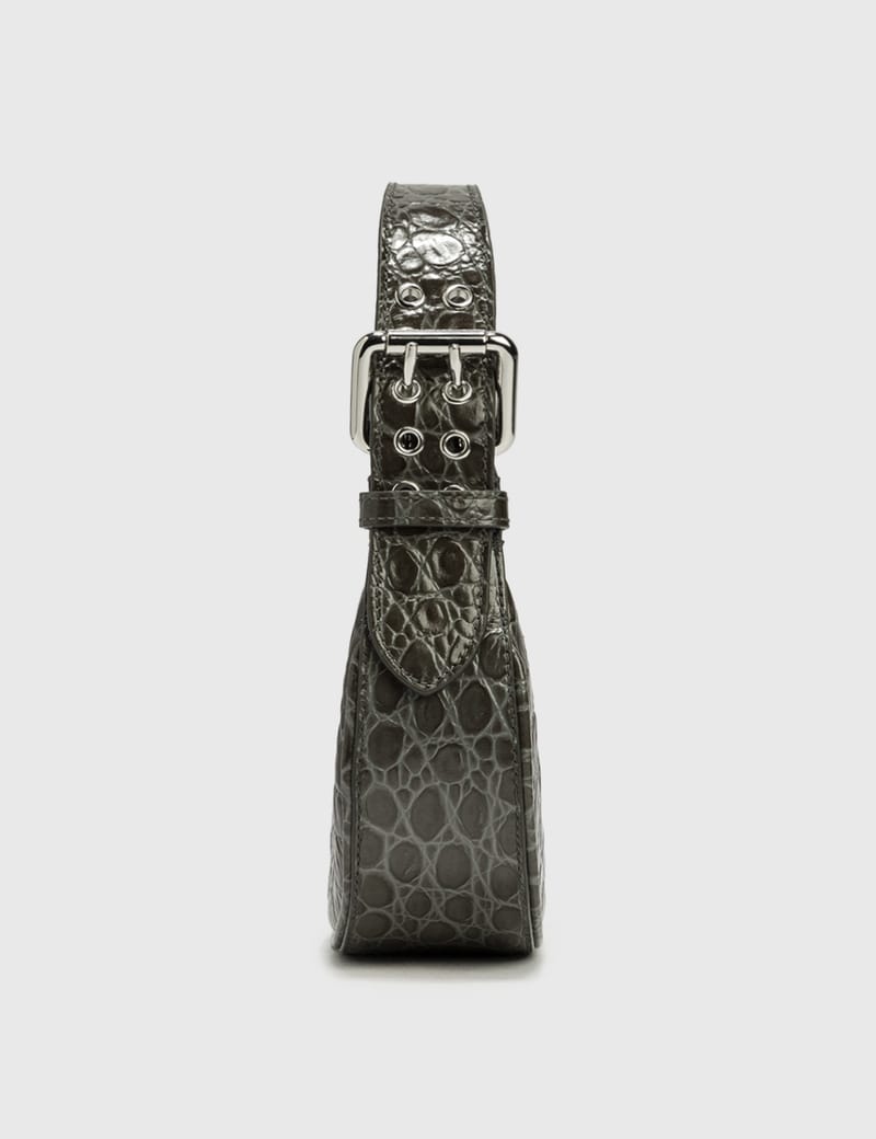☆【BY FAR】☆MINI CIRCULAR CROCO LEATHER TOP HANDLE BAG☆ Mini Lilac Circular Croco Embossed Leather - ShopperBoard