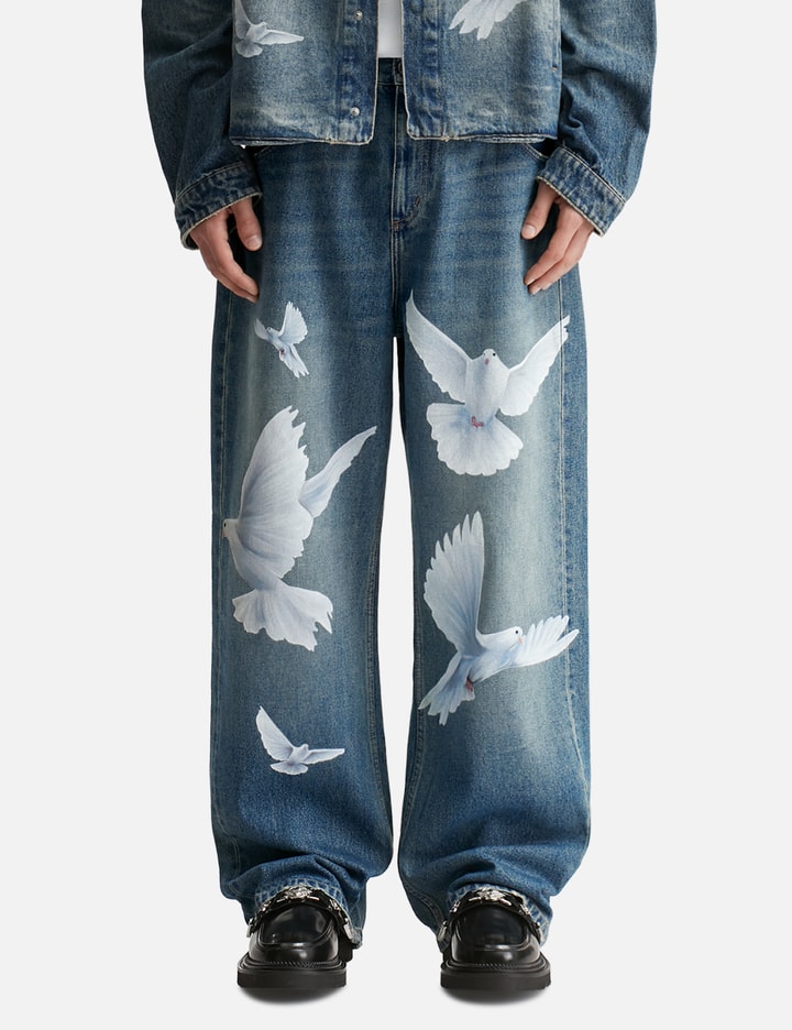 3.Paradis Freedom Doves Jeans - Straight fit washed denim with iconic ...