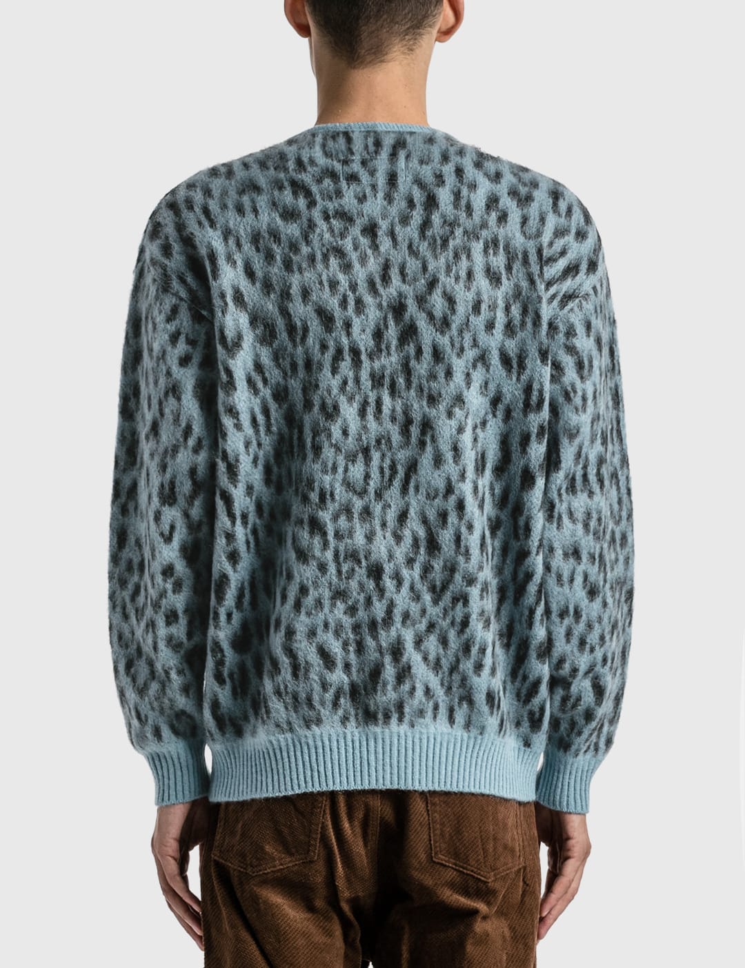 Wacko Maria Leopard Mohair Cardigan In Blue | ModeSens