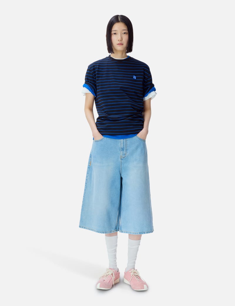 ADERERROR Sig; BL Tag LS T-Shirt 03 - Semi-oversized navy striped