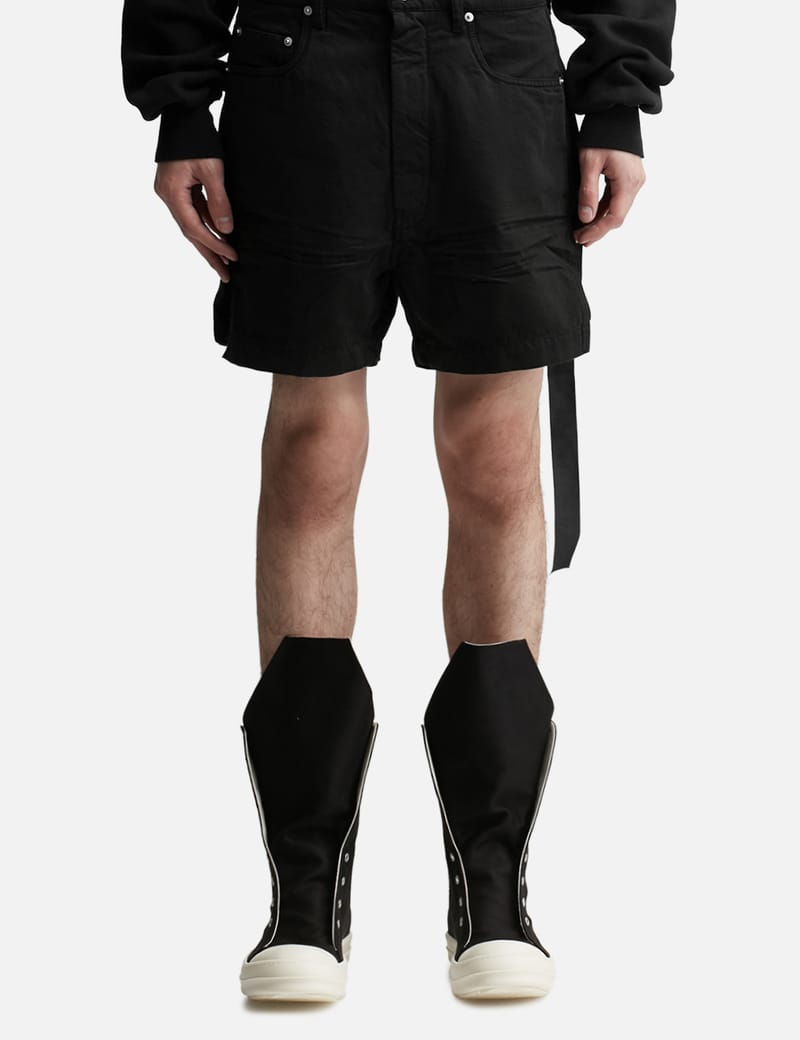 パンツ rick owensDRKSHDW 24aw geth cut shorts Black Hollywood Geth Cutoffs Denim Shorts by Rick Owens