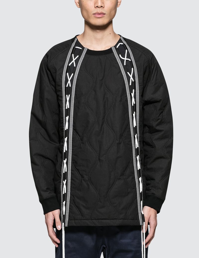 White Mountaineering - Primaloft Quilted Laces Up Sweater | HBX ...