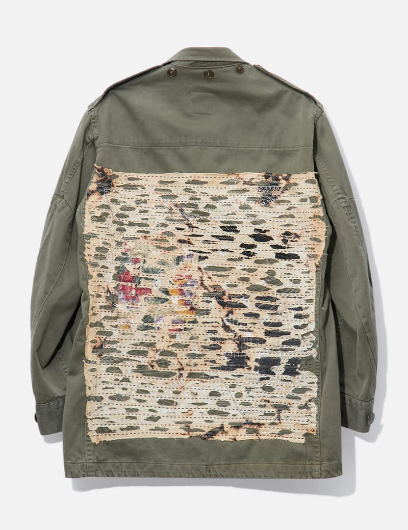 Rifatto Frayed Patchwork Military Jacket In Green | ModeSens