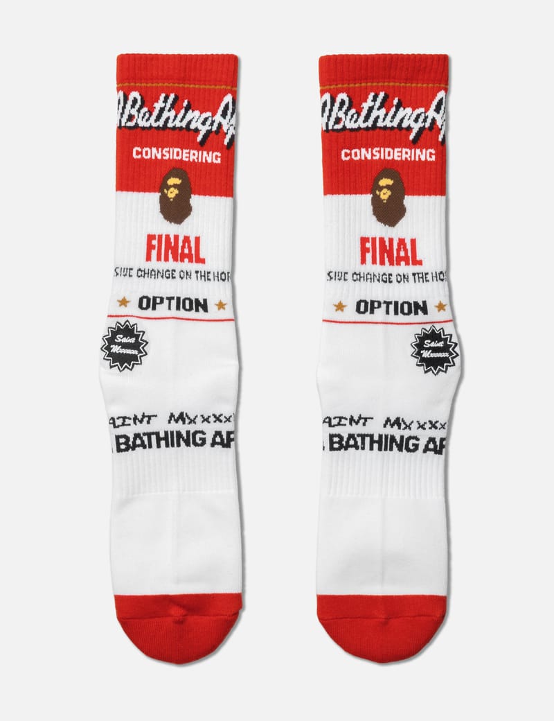 SAINT Mxxxxxx × BAPE® AP_SOCKS/APE / BLK Saint Michael SAINT Mxxxxxx X BAPE Socks - Ape graphics